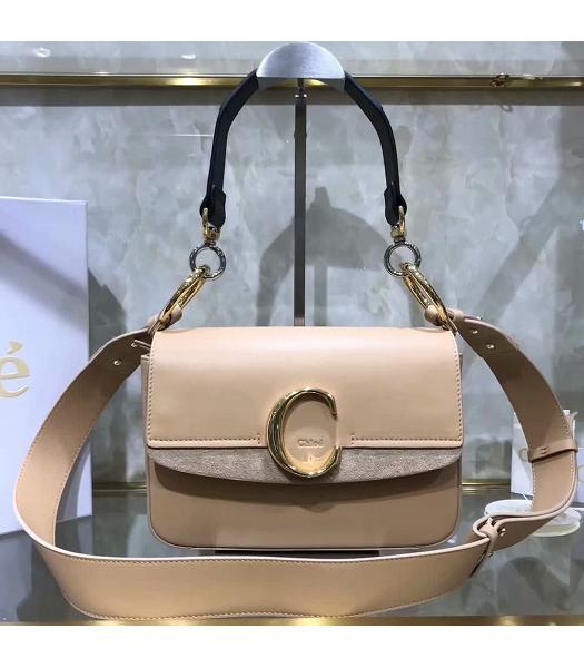 Chloe Original Calfskin Leather 24cm Shoulder Bag Apricot