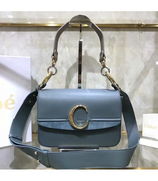 Chloe Original Calfskin Leather 24cm Shoulder Bag Blue