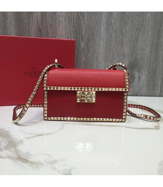 Valentino Original Leather Garavani Rockstud No Limit Bag Red