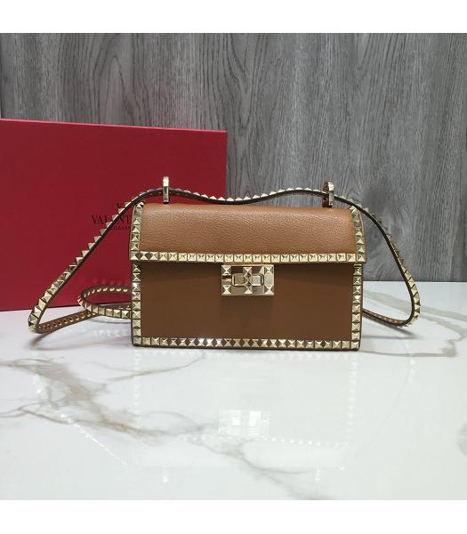 Valentino Original Leather Garavani Rockstud No Limit Bag Brown