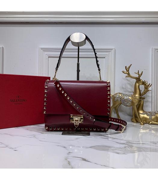 Valentino Original Leather Rockstud Small Bag Wine Red