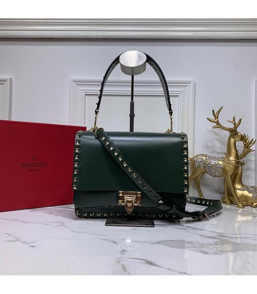 Valentino Original Leather Rockstud Small Bag Green