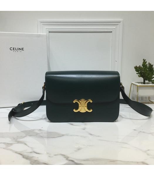 Celine Original Leather TRIOMPHE Small Crossbody Bag Dark Green