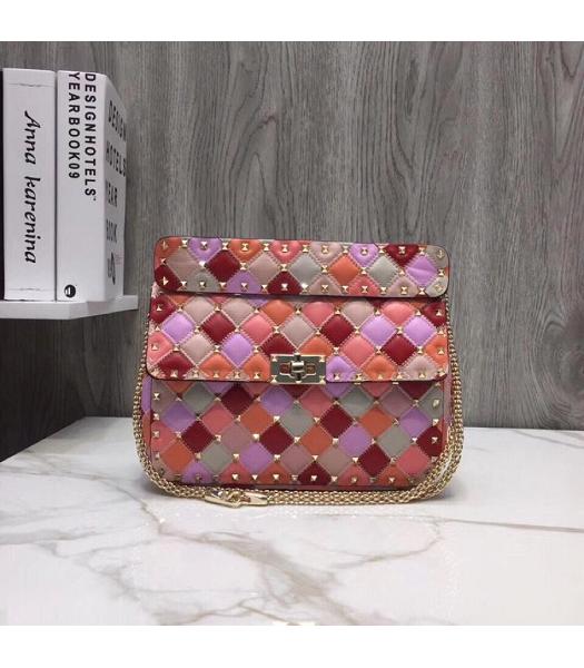 Valentino Original Multicolor Lambskin Garavani Rockstud Spike Bag Pink