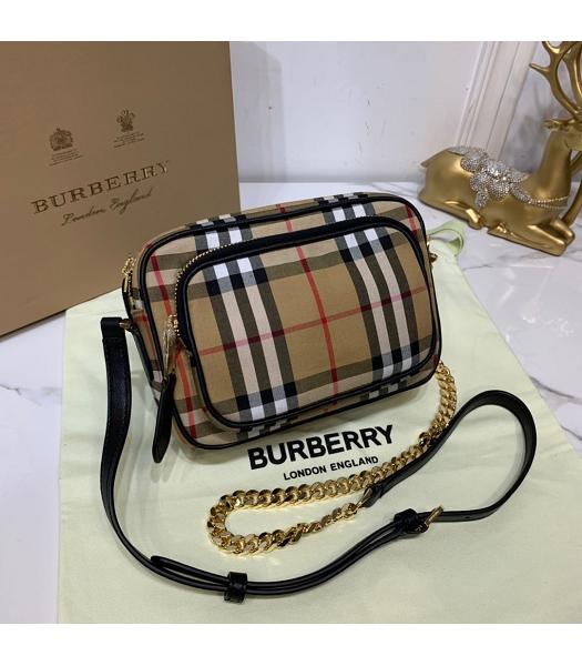 Burberry Original Canvas With Black Leather Camera Bag