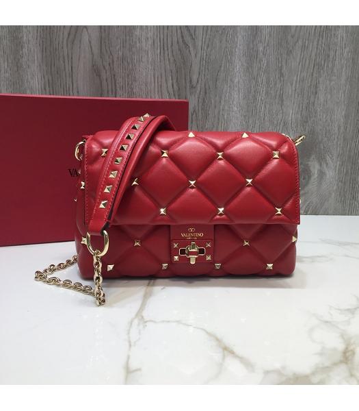 Valentino Red Original Lambskin Chains Bag Golden Rivets