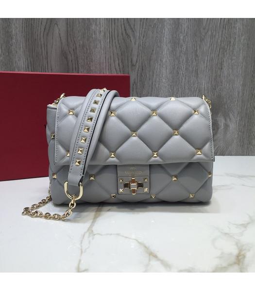 Valentino Grey Original Lambskin Chains Bag Golden Rivets