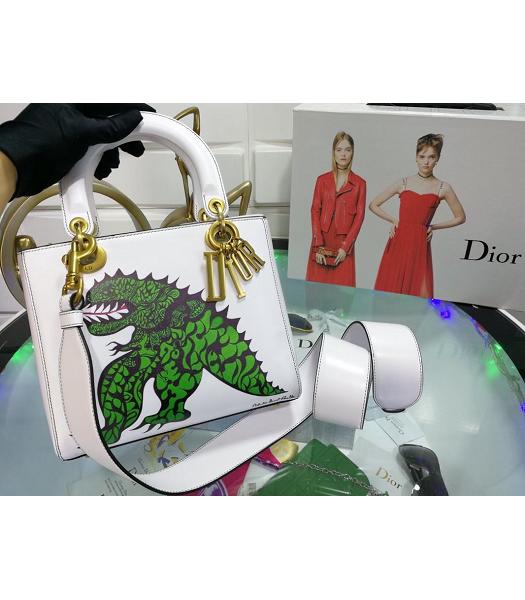 Christian Dior Original Calfskin Lady Animal Tote Bag White