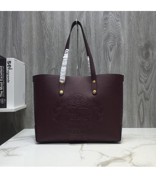 Burberry Original Calfskin Vintage Shopping Bag Wine Red