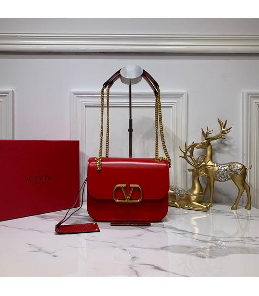 Valentino Original Leather Garavani CLOCK Shoulder Bag Red