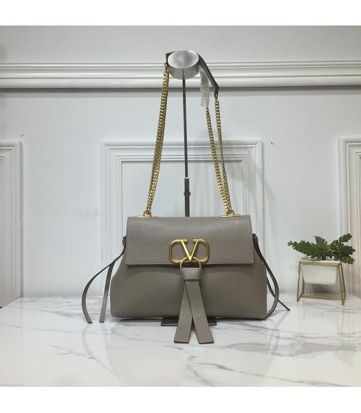 Valentino Original Calfskin Garavani VRING Shoulder Bag Grey