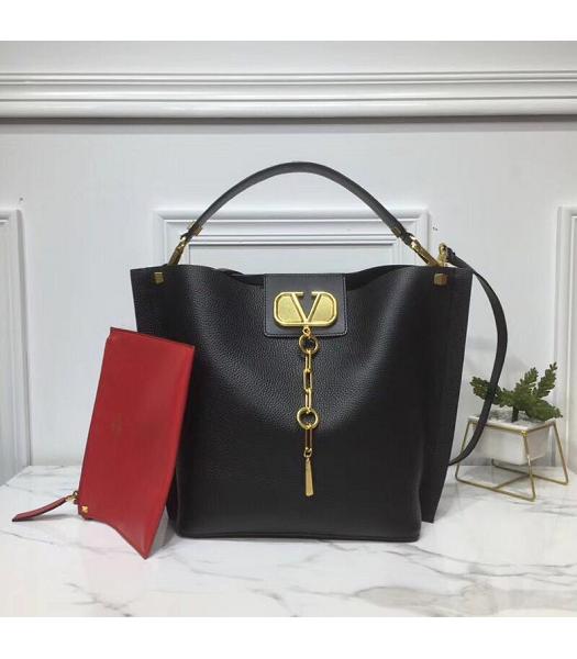 Valentino Original Calfskin Garavani VLOGO Escape Shopping Bag Black