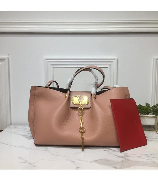 Valentino Original Calfskin Garavani Escape Shopping Bag Nude Pink