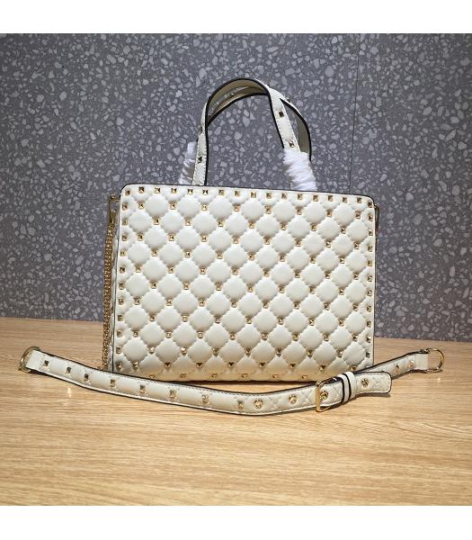 Valentino Garavani Rockstud Spike Original Leather Bag White