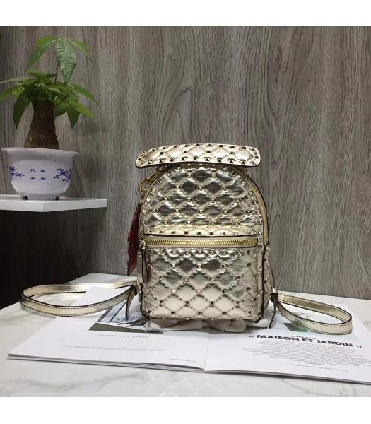 Valentino Original Garavani Rockstud Spike Resin Pattern Mini Backpack Gold