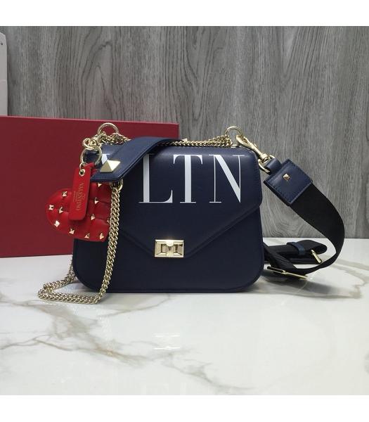 Valentino Original Calfskin Garavani Rockstud Crossbody Bag Dark Blue