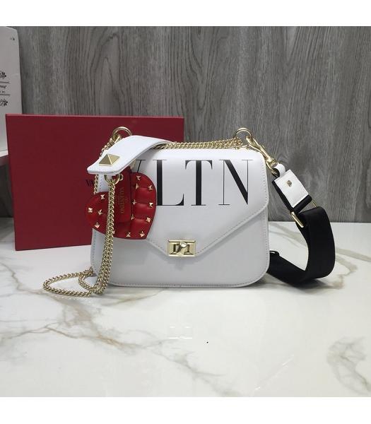 Valentino Original Calfskin Garavani Rockstud Crossbody Bag White