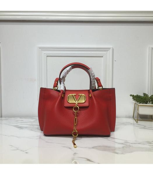 Valentino Original Calfskin Garavani Escape Small Shopping Bag Red