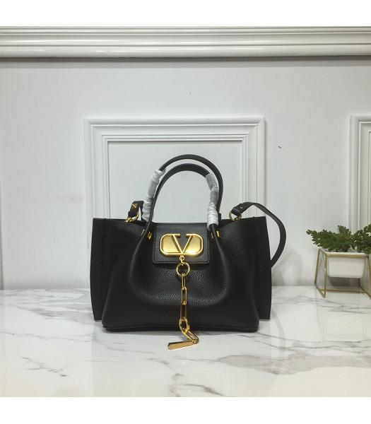 Valentino Original Calfskin Garavani Escape Small Shopping Bag Black