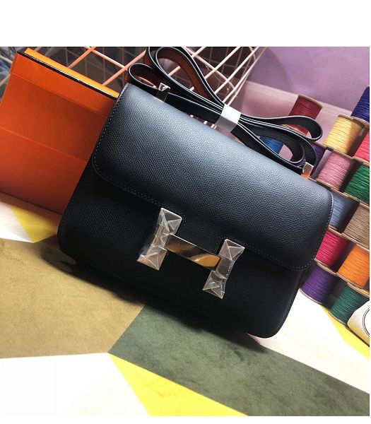 Hermes Constance 18cm Mini Bag Black Imported Palm Veins Leather Silver Metal