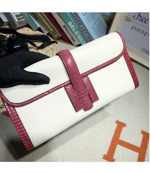 Hermes Jige Elan 29 Jujube Lizard Veins With Offwhite Imported Epsom Calfskin Clutch