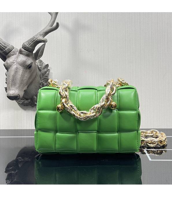 Bottega Veneta Cassette Light Green Original Lambskin Leather Golden Chain Pillow Bag