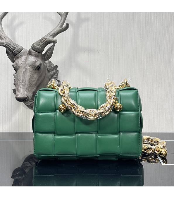 Bottega Veneta Cassette Green Original Lambskin Leather Golden Chain Pillow Bag