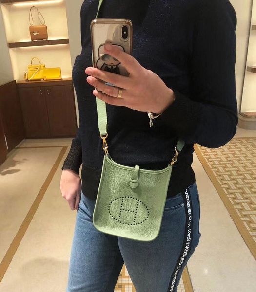 Hermes Evelyne Mini Messenger Bag In Apple Green Imported Togo Leather