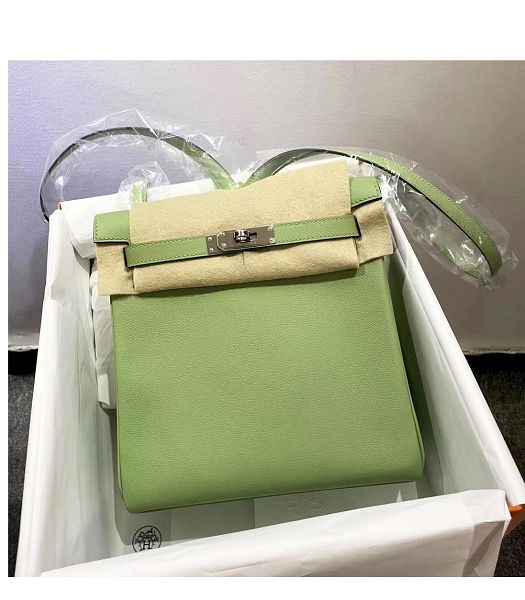 Hermes Kelly Ado Apple Green Imported Togo Calfskin Leather Silver Metal 22cm Backpack