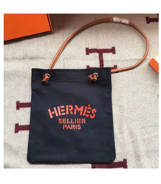 Hermes Sapphire Blue Fabric With Brown Imported Leather Aline 30cm Bag