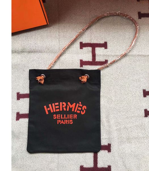 Hermes Black Fabric With Brown Imported Leather Aline 30cm Bag