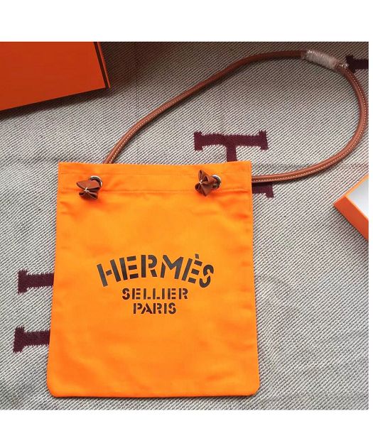 Hermes Orange Fabric With Brown Imported Leather Aline 30cm Bag