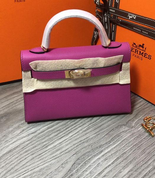 Hermes Kelly 19cm Bag Fuchsia Imported Epsom Leather Golden Metal