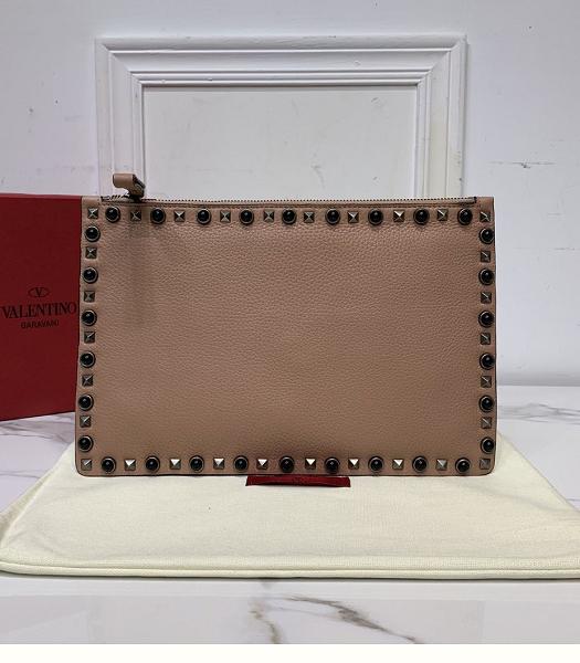 Valentino Rockstud Apricot Original Calfskin Clutch Black Rivet