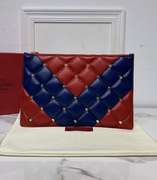 Valentino Rockstud Red/Blue Original Calfskin Clutch