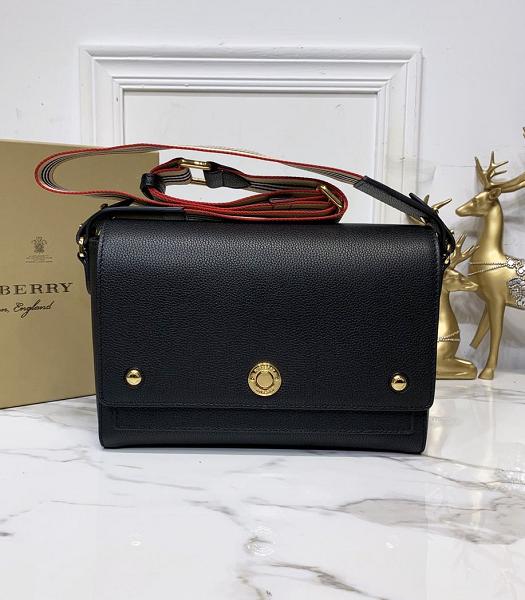 Burberry Vintage Check Note Black Original Real Leather Crossbody Bag