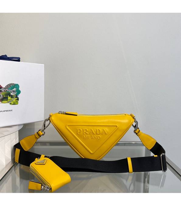 Prada Yellow Original Calfskin Leather Triangle Shoulder Bag