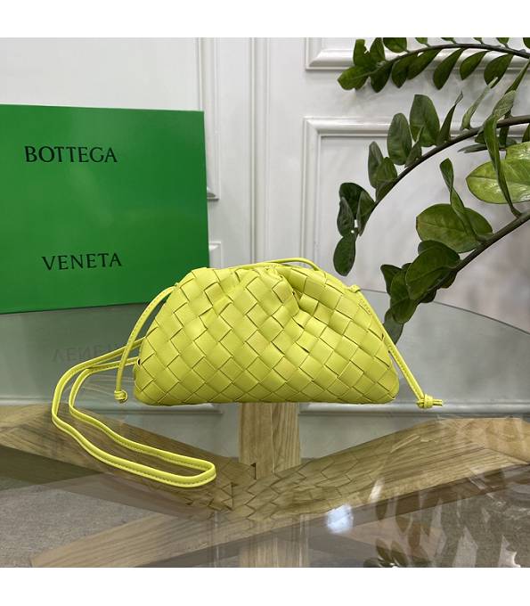 Bottega Veneta Cloud Egg Yellow Original Weave Lambskin Leather Mini Pouch