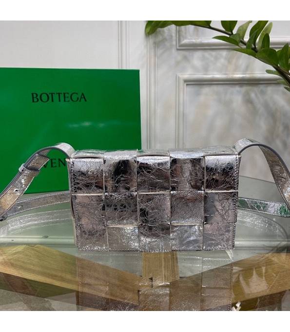 Bottega Veneta Silver Original Crack Veins Calfskin Leather Cassette Crossbody Bag