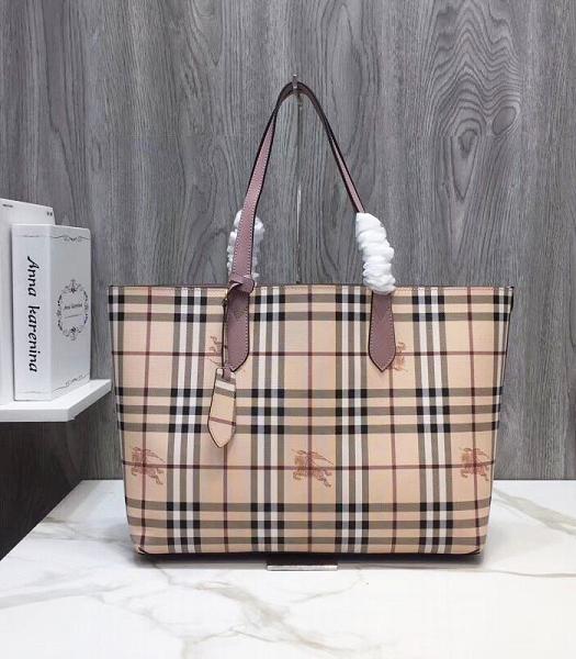 Burberry Pink Original Real Leather Shopping Bag