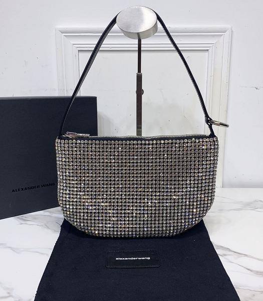 Alexander Wang Chain Mesh Black Original Real Leather Rhinestone Handbag