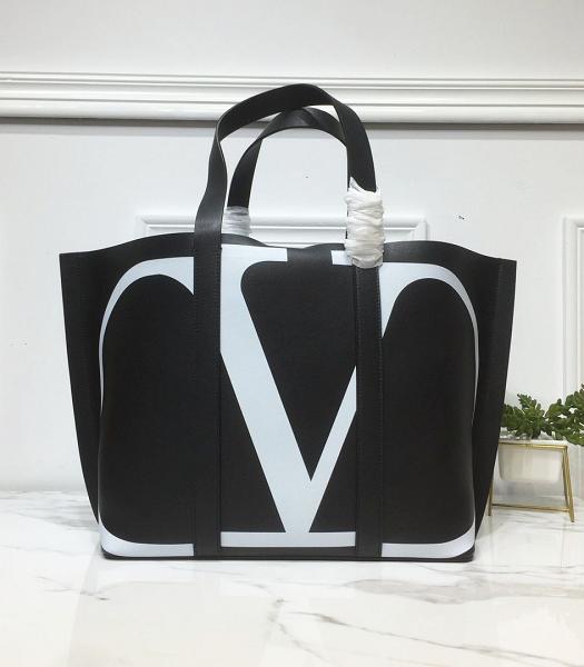 Valentino Vlogo Garavani Escape Black Original Calfskin 57cm Shopping Bag