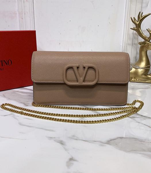 Valentino Apricot Original Palm Print Real Leather Chain Shoulder Bag