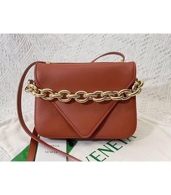 Bottega Veneta Mount Red Brown Original Plain Calfskin Leather Small Envelope Bag