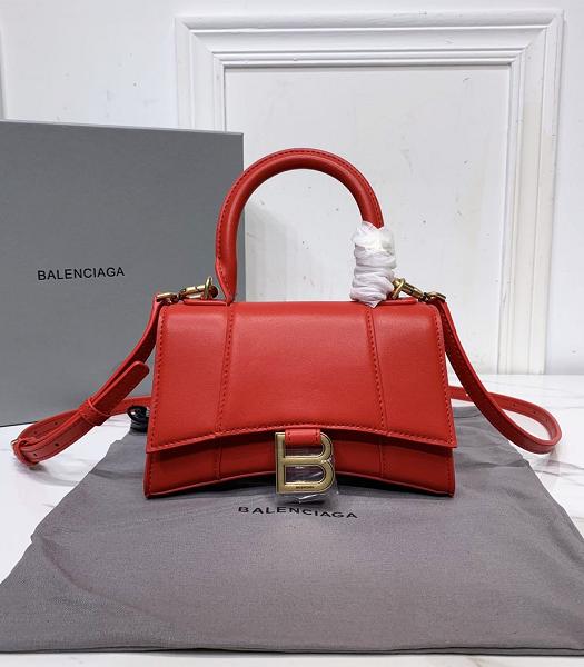 Balenciaga Red Plain Veins Real Leather 19cm Hourglass Bag