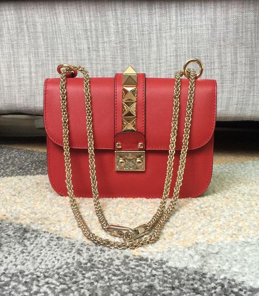 Valentino Red Original Plain Veins Real Leather 21cm Shoulder Bag