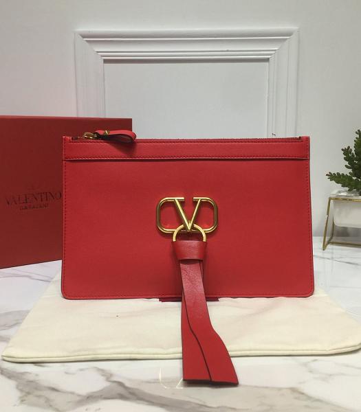 Valentino Garavani Red Original Real Leather Clutch