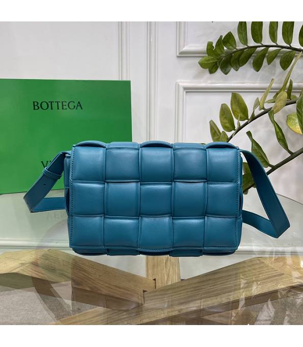 Bottega Veneta Cassette Blue Original Lambskin Leather Golden Metal Pillow Bag