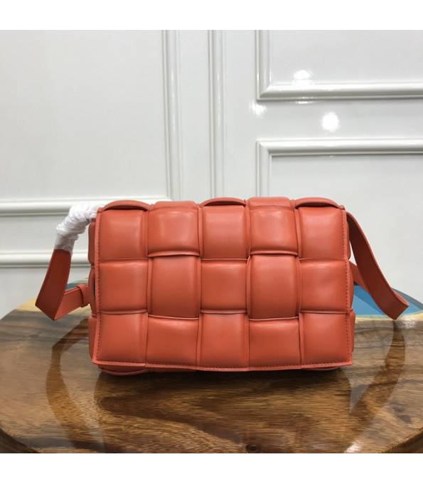 Bottega Veneta Cassette Orange Red Original Lambskin Leather Golden Metal Pillow Bag