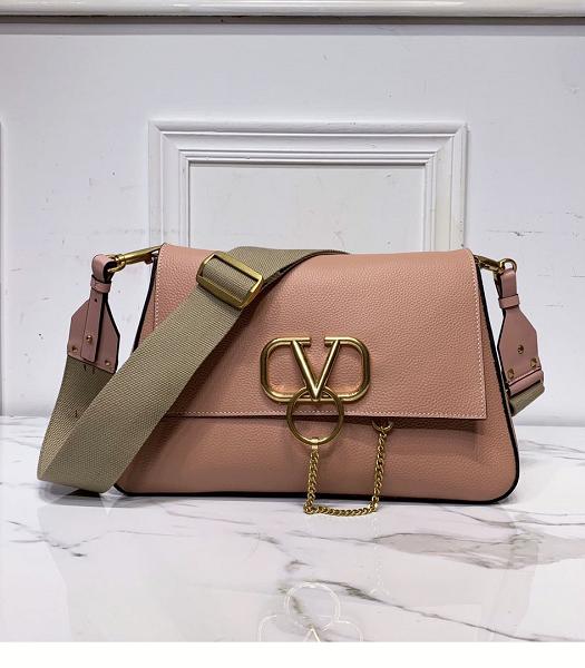 Valentino Garavani Vring Pink Original Litchi Veins Leather Shoulder Bag